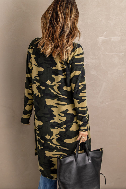 Print Colorblock Long Cardigan